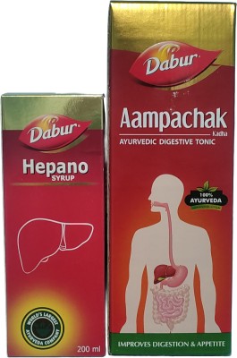 Dabur AAMPACHAK KADHA+HEPANO SYRUP (HERBAL PACK FOR LIVER & DIGESTIVE SYSTEM)(Pack of 2)