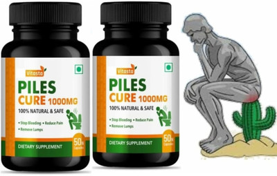 VITASTA PILES CURE,AYURVEDIC FOR FAST RELIEF FROM BAVASIR,BLEEDING & NONBLEEDING PILES(Pack of 2, 100 Capsules)