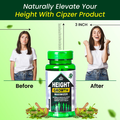 CIPZER Height Growth Maximizer 60 Capsules | Natural Height & Bone Strength Support(60 Capsules)
