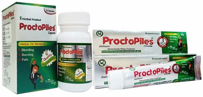 VRINDA AMRIT ProctoPiles Capsules + ProctoPiles Cream - Fast Relieve In Bleeding, Burning(24 ml)