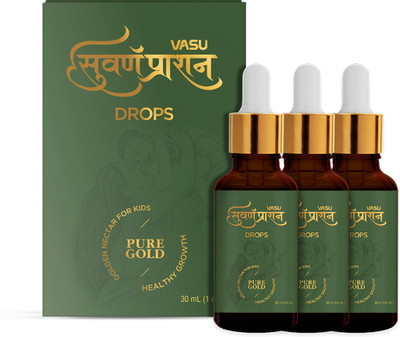 VASU Swarnaprashan Drop For Kids- Natural Formulated With Pure 24Ct Gold(Pack of 3, 30 ml)