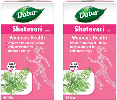 Dabur Shatavari Tablets for Women's Health Daily Revitalizer(Pack of 2, 60 Tablets)
