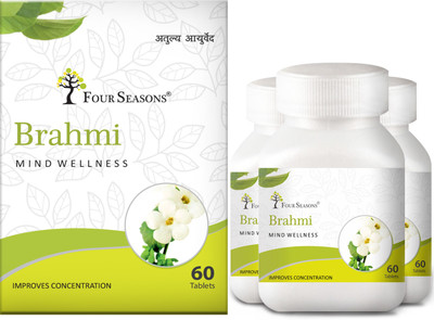 Four Seasons Brahmi Tablet | Mind and Memory Wellness and Enhancer | for Mental Stress(Pack of 3, 60 Tablets)