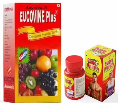 Aayatouch GTSDG Eucovin Plus 450ML Tonic With Super Health 50 Capsule's(Pack of 2, 450 ml, 50 Capsules)