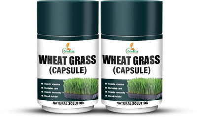 grinbizz Wheat Grass Capsule|Boost Immunity|Increase Energy Level|Joint Health Support(Pack of 2, 60 Capsules)