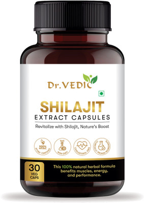 Dr.Vedic Shilajit Capsules - Pure & Potent Shilajit Extract for Energy, Immune Support(30 Capsules)