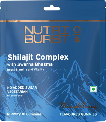 Nutriburst Shilajit Gummies, Ayurvedic Herbal Blend, Natural Energy & Vitality Booster(10 Capsules)