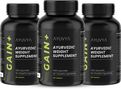 Ayuvya Ayurvedic Gain+ Weight Gain Supplement - 90 Tablets Each | Pack of 3(Pack of 3, 90 Tablets)