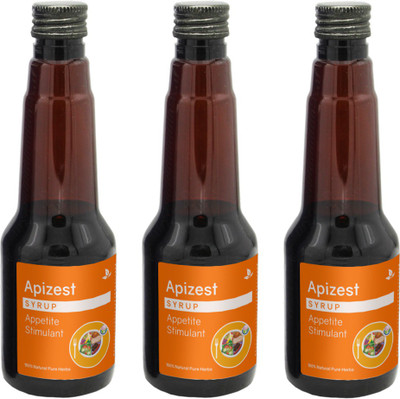 Apizest Syrup 225 ml |For boosting Healthy Appetite| Promotes weight gain(Pack of 3, 675 ml)