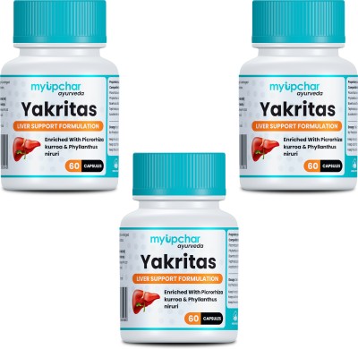 myupchar ayurveda Yakritas Capsule for Liver Support | Fatty Liver, Liver Detox | Kutki, BhumiAmla(Pack of 3)