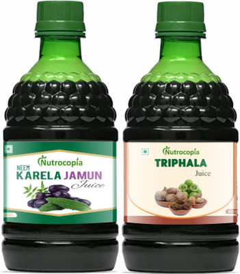 NUTROCOPIA Neem Karela Jamun & Triphala Juice For Diabetic Care Pack of 2(Pack of 2, 800 ml)
