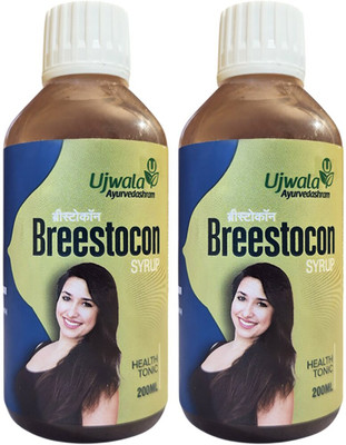UJWALA AYURVEDASHRAM Breestocon Syrup I Herbal Breast Growth I Natural Enhancer I Size Increase(Pack of 2, 400 ml)