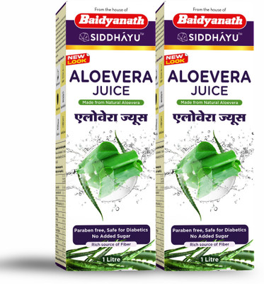 Baidyanath Aloe Vera Juice 1L (Pack of 2) Natural Aloevera for digestion | No added Sugar(2 x 1 L)
