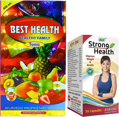 HERBSHD Best Health Tonic & Strong Health Capsule | Healthy Family | Weight gain(Pack of 2, 450 ml, 50 Capsules)