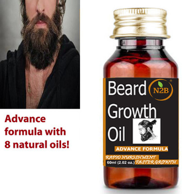 N2B AYURVEDA Beard Growth Oil 60ml-Smart Withl8Natural Oils including Cedarwood Oil, Vit E(60 ml)