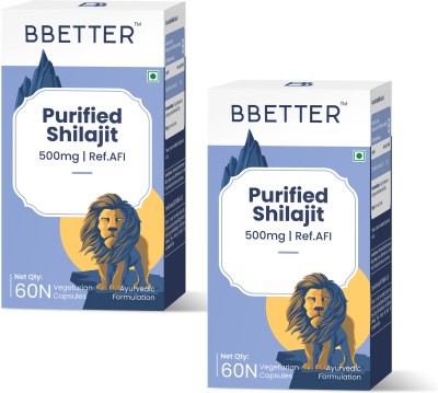 BBETTER Purified Shilajit 500mg for Stamina, Strength and Vitality Support for Men(Pack of 2)
