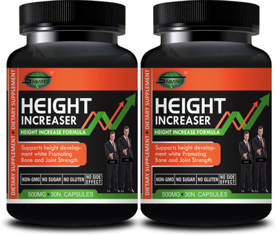 Sabates Height Increaser | Ayurvedic Formula Developes Length of Bones Improves Hight(Pack of 2, 60 Capsules)