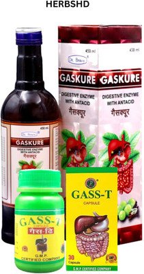 HERBSHD Ayurvedic Gaskure Syrup & Gass T Capsule For Gastric & Acidity Relief(Pack of 2, 450 ml, 30 Capsules)