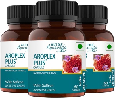 ALTOS Ayurveda Aroplex Plus Capsules, Herbal Supplement with Saffron, Energy Booster(Pack of 3)