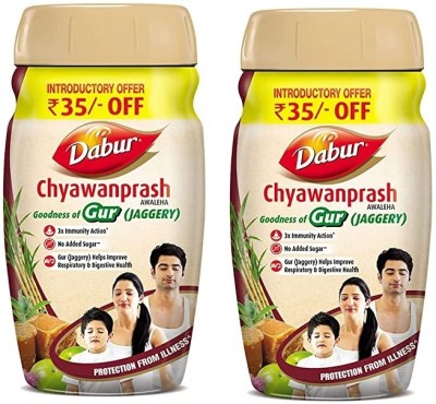 Dabur Chyawanprash Goodness of Gur(Jaggery)- 900gm|3X Immunity Action|No added Sugar(Pack of 2)