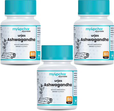 myupchar ayurveda Urjas Ashwagandha 60 Tablets | Reduce Stress, Boost Immunity(Pack of 3, 180 Tablets)