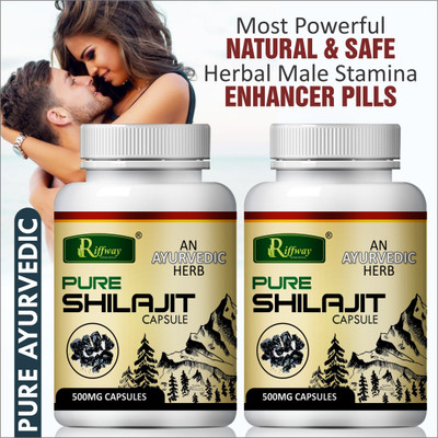 Riffway Pure Shilajit Organic Tablets Reduce Depression Anxiety Boosts Immunity(Pack of 2, 120 Capsules)