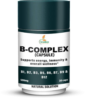 grinbizz B-Complex Capsule Improves Skin & Nails/Helps in formation of Red Blood Cells Capsules(3 x 30 Units)