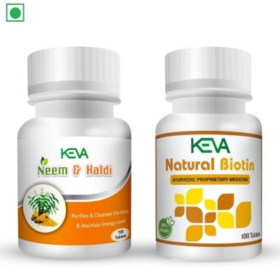 KEVA Neem and Haldi Tablet for Nursing Skin & Natural Biotin Tablet for Hair(Pack of 2)