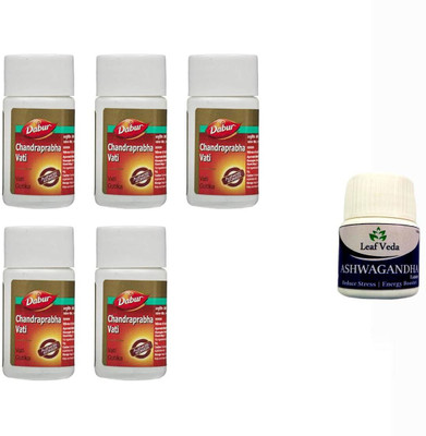 Dabur Chandraprabha Vati Chandra Parbha With Leaf Ashwagandha 15 Tab(Pack of 6, 400 Tablets)