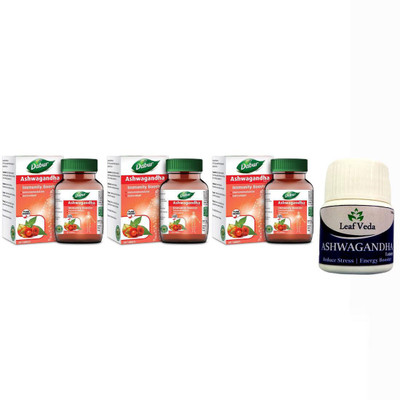 Dabur Ashwagandha Immunity Booster Each 60 Tab With Leaf Ashwagandha 15 Tab(Pack of 4, 180 Tablets)