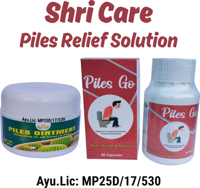Shri Industry Piles Relief Solution Combo with Piles Go Capsules and Piles Ointment(Pack of 2, 50 g, 60 Capsules)