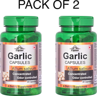 CIPZER Garlic Softgel Capsule|Helps to reduce blood pressure(Pack of 2 )-120 capsules(Pack of 2, 120 Capsules)