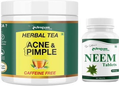 Dr.Satnam's Arogyam Ayurveda Herbal Tea for Acne Pimple & Neem Tablets Combo for Skin Health (100gm,60 tab)(Pack of 2)