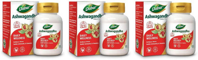 Dabur Ashwagandha Tab Ashwagandha Tablets (60 Tablet) For help calm the brain(Pack of 3, 180 Tablets)