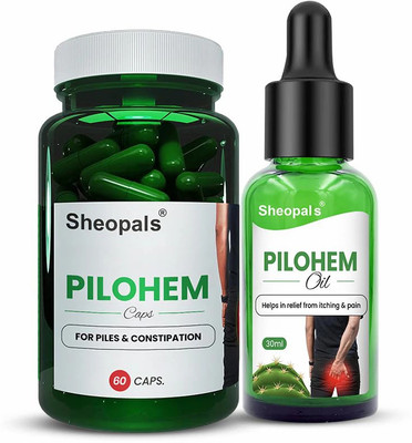 Sheopals Pilohem Piles Combo For Managing Piles Lumps, Itching And Constipation(60 Capsules)