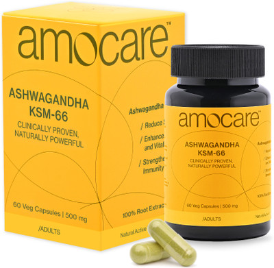 Amocare Ashwagandha KSM-66 | 100% Full Spectrum Root Extract |>5% Withanolides(Pack of 60)