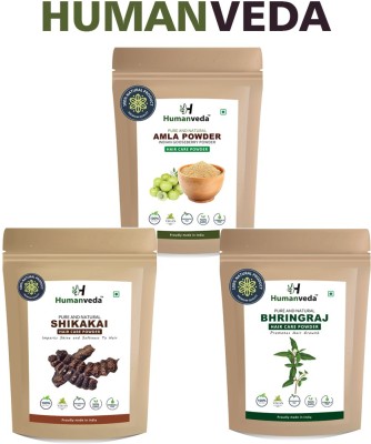 Humanveda Pure & Herbal Amla, Shikakai & Bhringraj Powder For Hair & face Pack 100g Pack 3(Pack of 3)