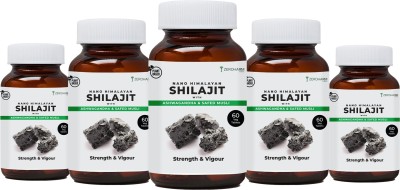 ZEROHARM Nano Himalayan Shilajit With Ashwagandha,Safed Musli & Gokshura|Testo booster(Pack of 5)