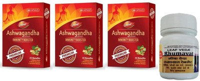 Dabur Ashwagandha Capsules For Immunity With Leaf Rhumawat 30 Tab(Pack of 4, 60 Capsules)