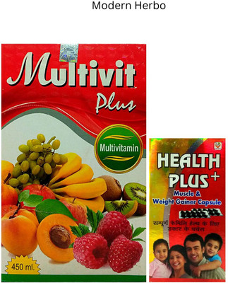 Modern Herbo Multivit Plus Tonic 450 ml & Health Plus 50Capsule For General Weakness(Pack of 2, 450 ml, 50 Capsules)
