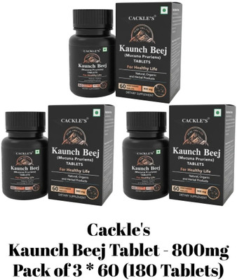Cackle's Ayurvedic Kaunch Beej Tablet 800mg, Pack of 3*60 Tablets(Pack of 3, 60 Tablets)