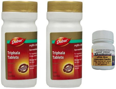 Dabur Triphala Tablets for ingerdients With Leaf Rhumawat 20 Tab(Pack of 3, 120 Tablets, 20 Tablets)