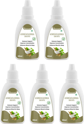 NUTROCOPIA Ashwagandha Drop for Boost Strength Immunity & Erergy/Mind Relaxer (5x30ml)(Pack of 5, 150 ml)
