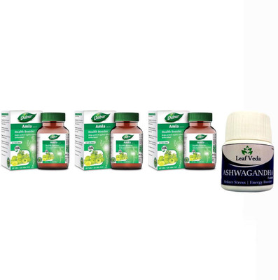 Dabur Amla Health Booster(60 + 20 Tab Free) Each With Leaf Ashwagandha 15 Tab(Pack of 4, 180 Tablets)