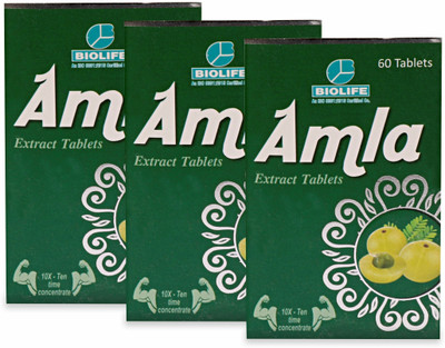Bio Skylife Amla Extract Tablets: Natural Immune Support and Antioxidant Boost(Pack of 3, 180 Tablets)