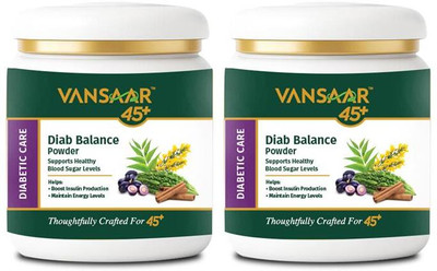 VANSAAR 45+ Ayurvedic Diab Balance Powder with 11 Clinically Proven Herbs Karela & Jamun(Pack of 2, 500 g)