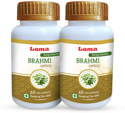 Lama Brahmi Capsule | Bacopa monnieri Extracts - 60 Vegetarian Capsules(Pack of 2, 120 Capsules)