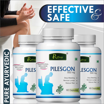 Riffway Pilesgon Natural: Pill Piles Capsule Bawaseer Ki Dawa For Reduce Pain(Pack of 3, 180 Capsules)