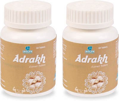 Bio Skylife Adrakh Extract Tablets - Natural Support for Colitis and Inflammatory Conditions(Pack of 2, 120 Tablets)