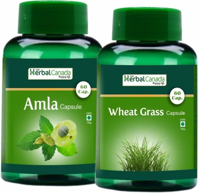 HARC Herbal Canada Amla (60 Capsules) + Wheat Grass (60 Capsules) | Healthy Combo Pack(Pack of 2)